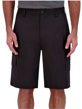 Iron Co. Men's Stretch Tech Shorts 11" Inseam Cargo Pockets Black Size 34 NWT